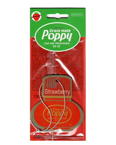 Poppy Grace Mate Classic Cardboard Car Airfreshener | STRAWBERRY