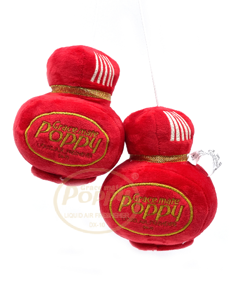 Poppy Grace Mate pluche big bottle with 70cm cord Red