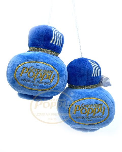 Poppy Grace Mate pluche big bottle with 70cm cord Blue