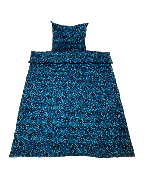 Bed-cover 1 persons Danish pluche Design blue 140 x 200cm with pillowcase