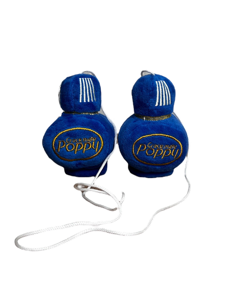 Poppy Grace Mate pluche small bottle with cord Blue 8cm