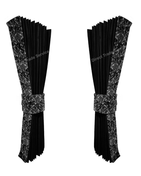 Side curtainset Black with Danish pluche grey