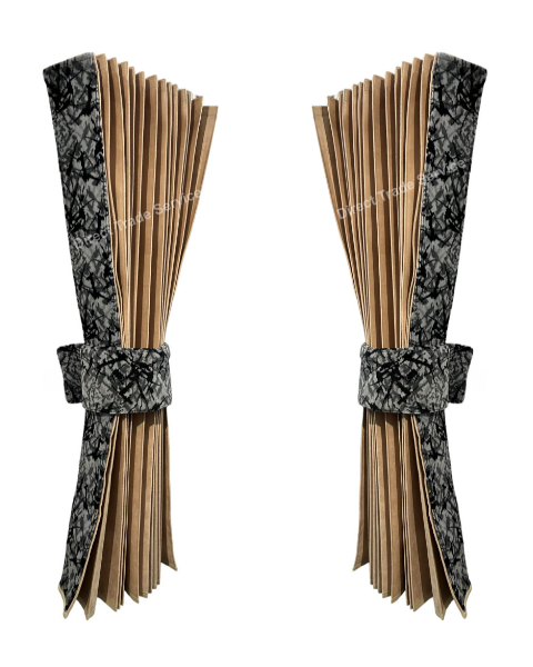 Side curtainset Beige with Danish pluche grey