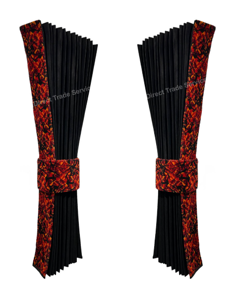Side curtainset Black with Danish pluche red