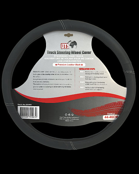 Truck steering wheel cover 44-46cm black with white