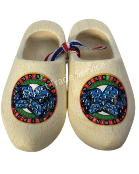 Mini Wooden Clogs Dices Blue