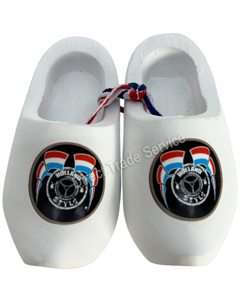 Mini Wooden Clogs White Holland Style Flags