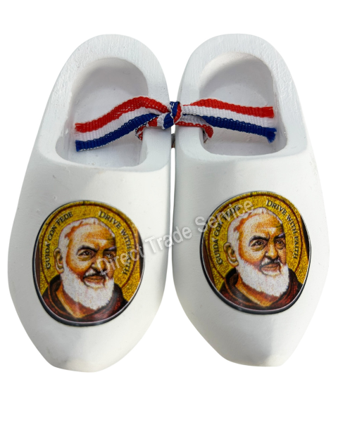 Mini Wooden Clogs White Padre Pio
