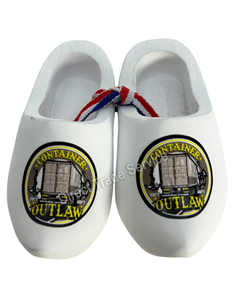 Mini Wooden Clogs White Container Yellow