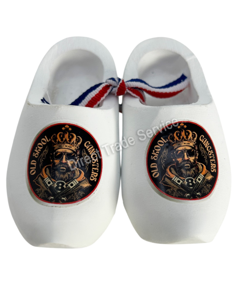 Mini Wooden Clogs White King Gangster