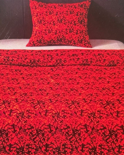 Bed-Cover 1 persons Danish pluche Design red 140 x 200cm with pillowcase