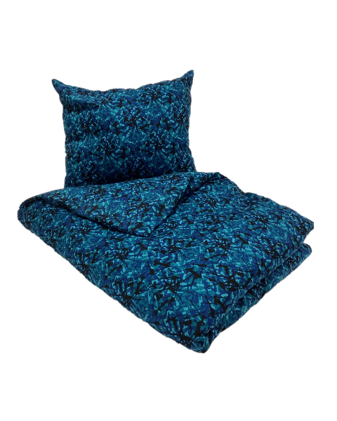 Bed-cover 1 persons Danish pluche Design blue 140 x 200cm with pillowcase