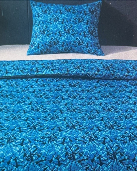 Bed-cover 1 persons Danish pluche Design blue 140 x 200cm with pillowcase