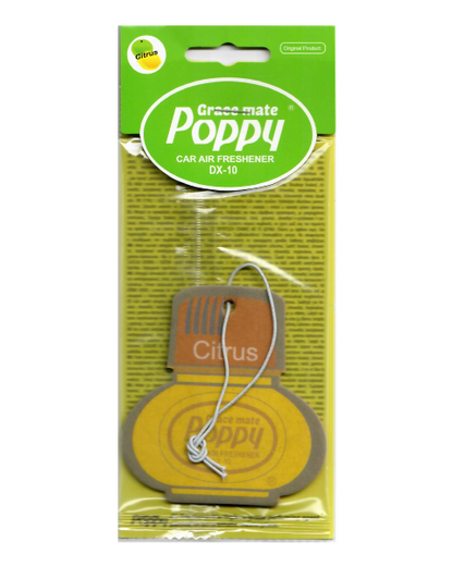 Poppy Grace Mate Classic Cardboard Car Airfreshener | CITRUS