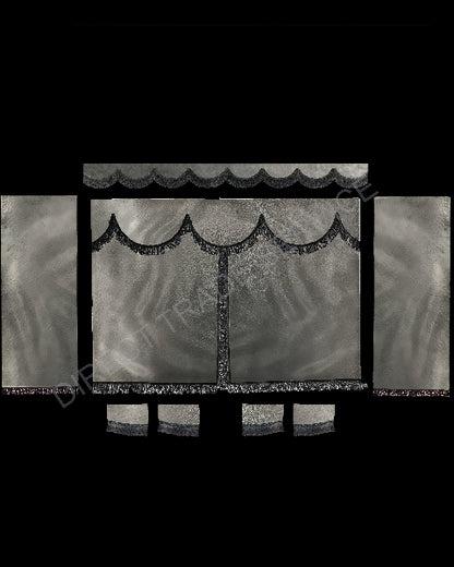 Side curtainset new grey with 8cm black fringes