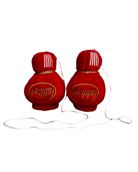 Poppy Grace Mate small pluche bottle with cord Red 8cm