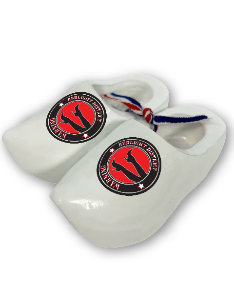 Mini Wooden Clogs White Red Light District