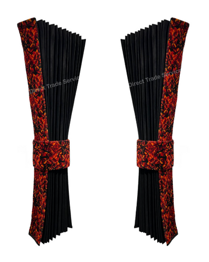 Side curtainset Black with Danish pluche red