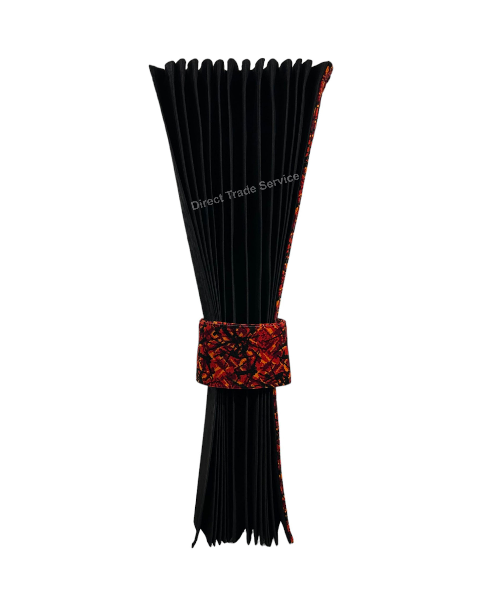 Side curtainset Black with Danish pluche red