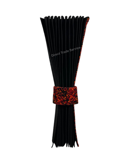 Side curtainset Black with Danish pluche red