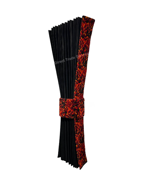 Side curtainset Black with Danish pluche red