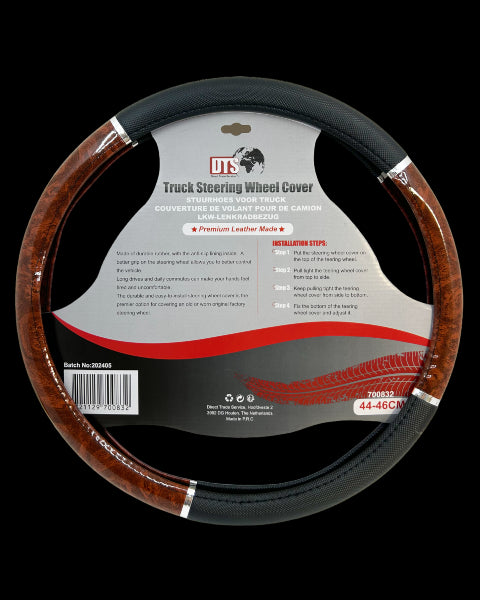 D.T.S. Steering Wheel Cover Black / wooden look