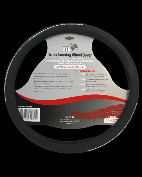 DTS Truck steering wheel cover 44-46cm Black with silver