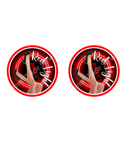 Door step sticker set Red light district "black heels"