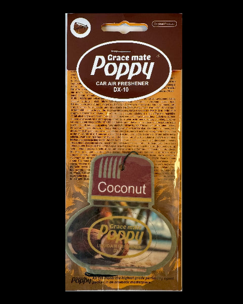 Poppy Grace Mate Classic Cardboard Car Airfreshener | COCONUT