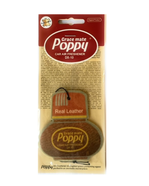 Poppy Grace Mate Classic Cardboard Car Airfreshener | REAL LEATHER
