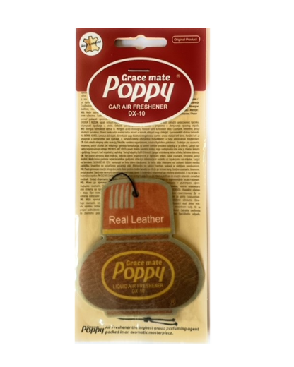 Poppy Grace Mate Classic Cardboard Car Airfreshener | REAL LEATHER