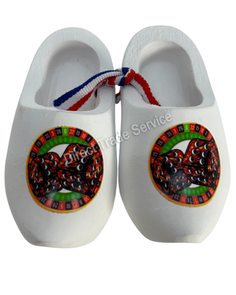 Mini Wooden Clogs White Dices Red